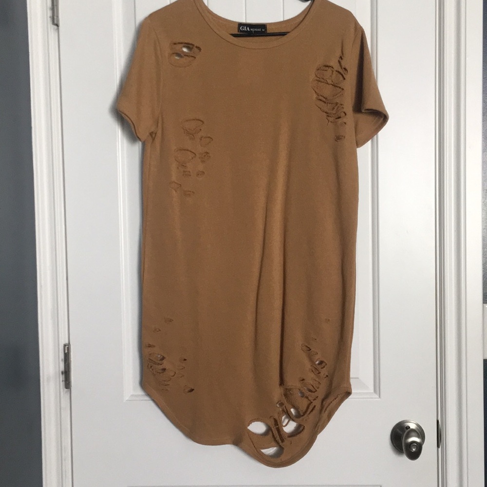 Ripped brown t-shirt dress from Gia Monae